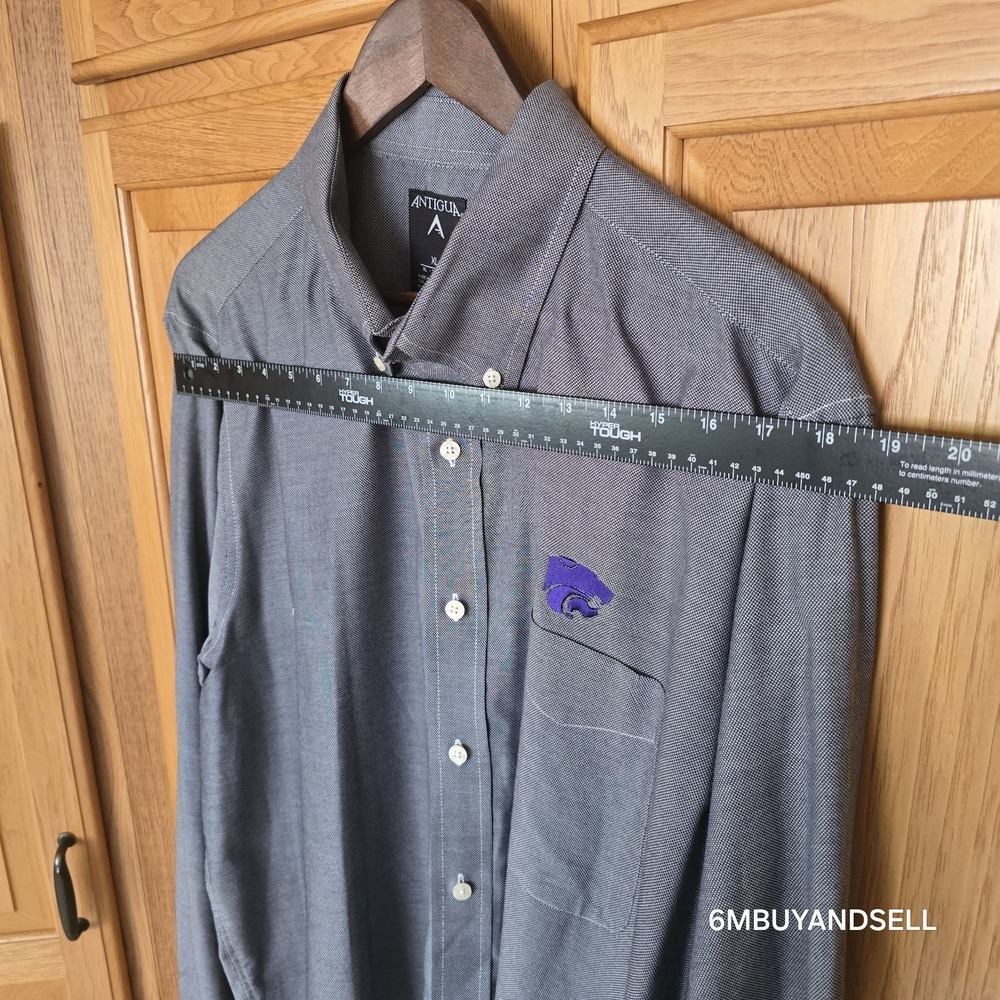 Kansas State Wildcats Antigua Button Up Shirt Men's XL Purple Long Sleeve - Picture 5 of 14